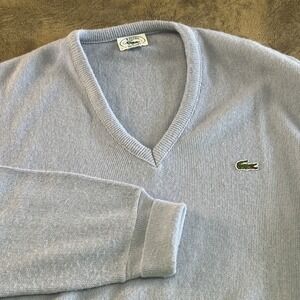 IZOD Lacoste Sweater Men's Size M Blue Made in USA True Vintage V-Neck
